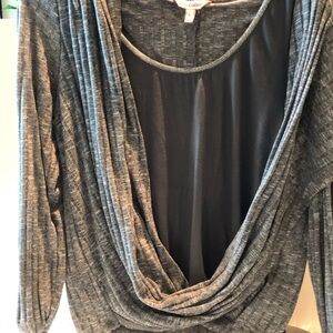 Juicy Couture Gray Draped Cowl Neck Long Sleeve Top